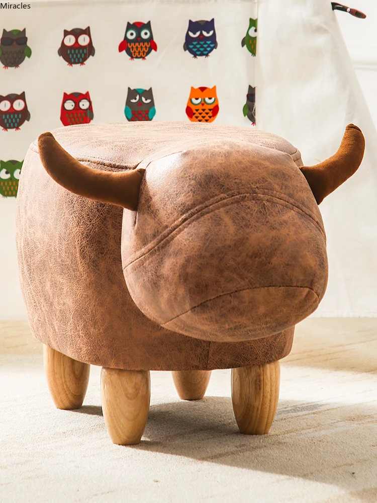 Слон теленок креативный животный детский табурет бытовой ножной деревянная