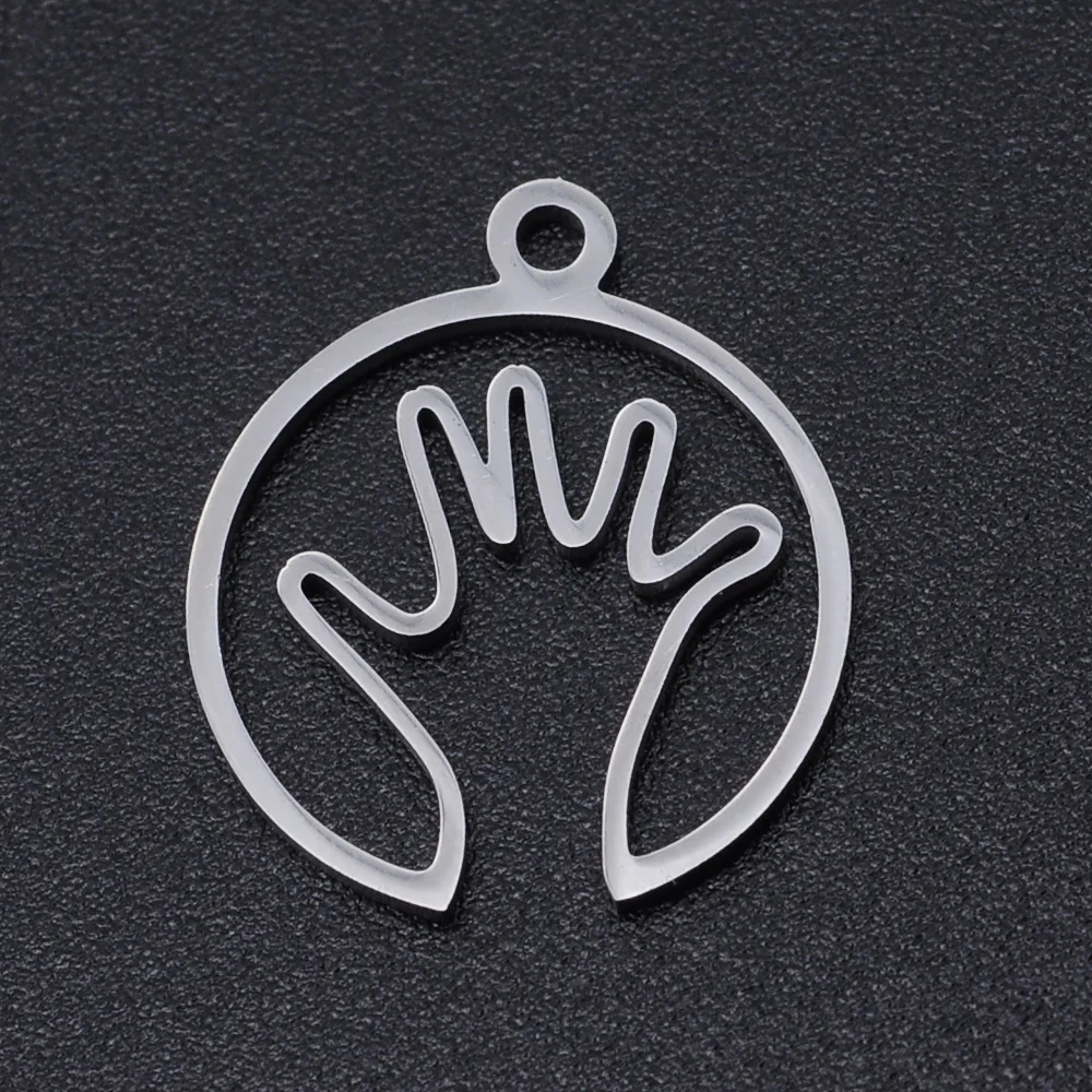 10pcs/lot Real Stainless Steel Hollow Hand Charms Pendants for DIY Jewelry Making Necklaces Bracelet Accessories 15*17mm | Украшения и