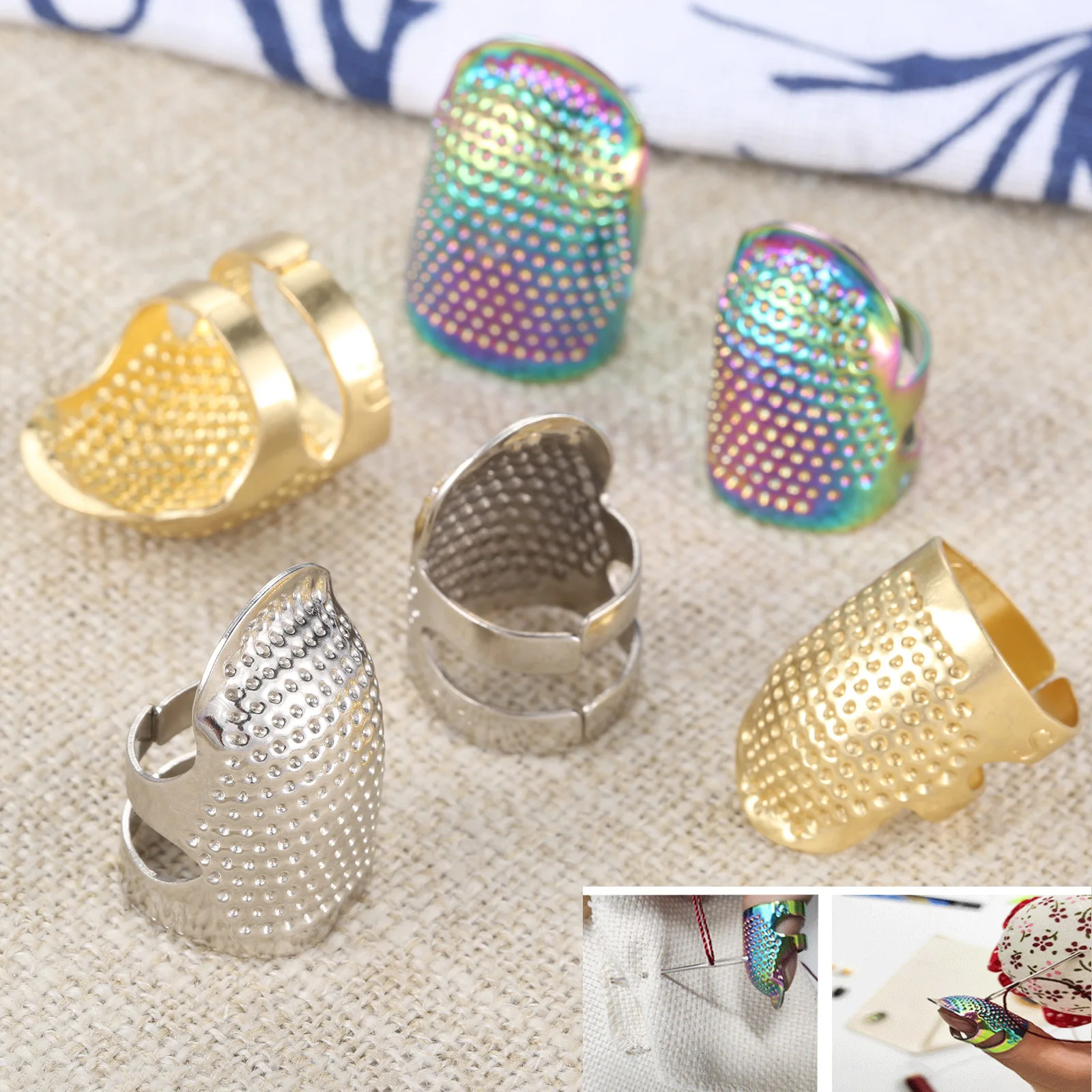 Old Retro Style Metal Finger Guard Thimble Ring Manual Work Needle Thimble Needles Crafts Home Sewing