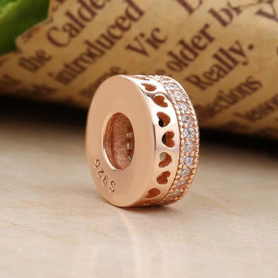 Розовое золото блестящая ажурная корона с круглым вырезом сердечки логотипом