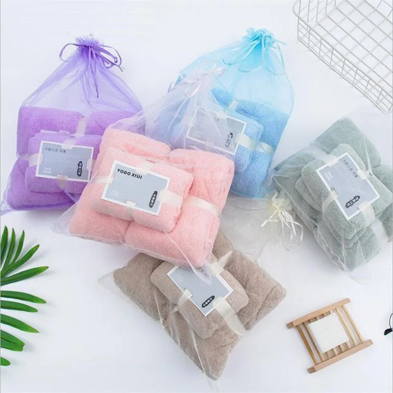 Microfiber Towel Set 17 Colors Coral Fleece Hair Drying Towel Microfibre Swimming Hand Bath Towel Sets Bathroom Towels Microfiber Set