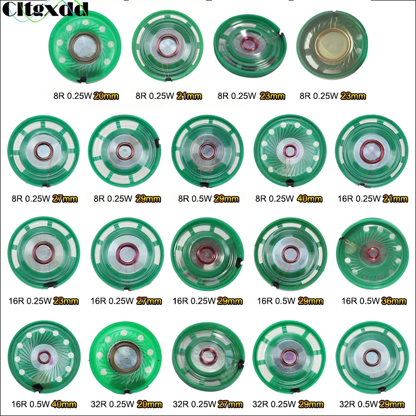Cltgxdd 1 Stück Ultradünner Lautsprecher Türklingelhorn Spielzeugauto-Horn 8/16/32 Ohm 0,5W 0,25W 8R 16R 32R Lautsprecher 20 21 23 27 29 MM Durchmesser – Detail 4