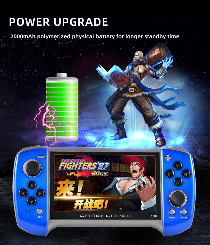 5.1 Inch Handheld Portable Game Console X19s Dual Joystick 8GB Preloaded 1000 Games Support TV Out Video Game Camera Machine