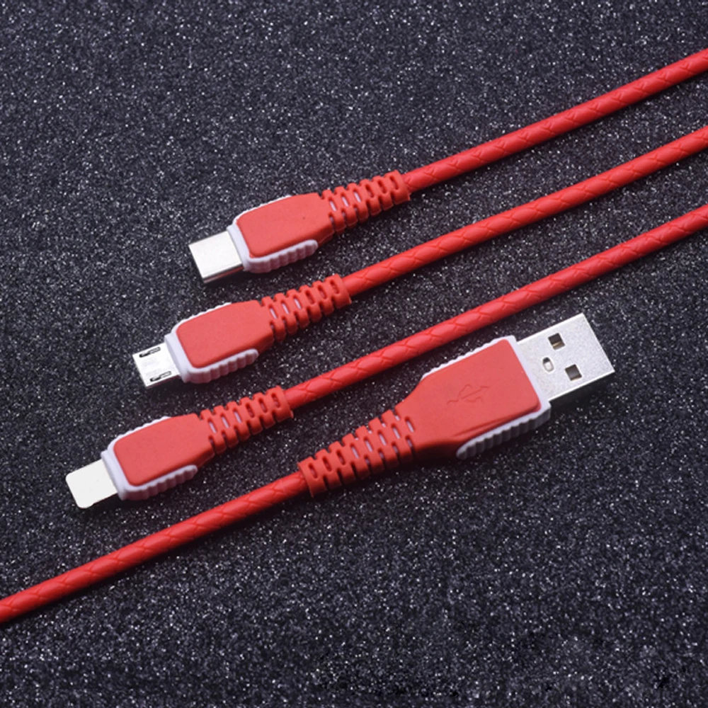 Кабель три в одном для быстрой зарядки и передачи данных 1,2 м для IPhone Micro usb type-c из чистой меди кабель для зарядки один для трех линий передачи данных