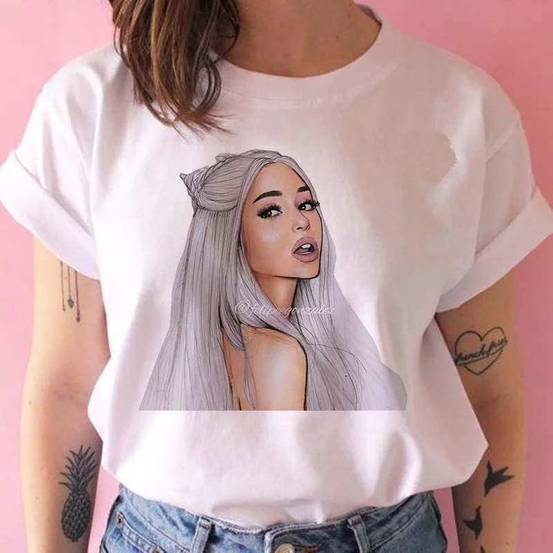 Женская футболка ariana grande, одежда для девочек, Повседневная футболка ulzzang, Харадзюку улззанг, kawaii 90 s, Футболка женская футболка, уличная одежда