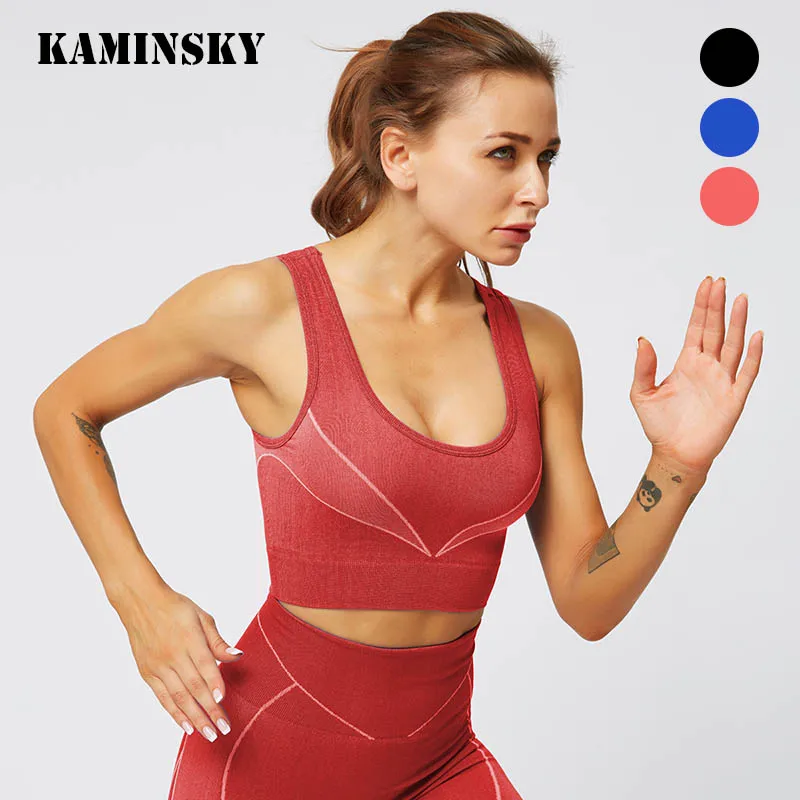 Kaminsky, 3 цвета, новинка, бесшовная Майка, одноцветная линия, спортивный топ, Быстросохнущий бюстгальтер с накладкой на грудь, для девушек, для фитнеса, дышащий Топ