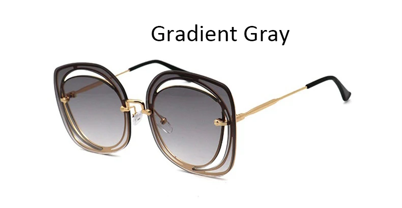Gradient Gray Винтажные Солнцезащитные очки для женщин без оправы, квадратные солнцезащитные очки для женщин, брендовые Роскошные модные градиентные солнцезащитные очки для женщин, роскошные женские очки - Цвет линз: Gradient Gray