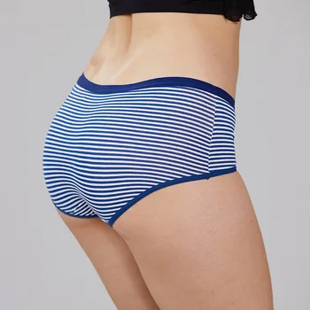 

3pcs/lot Women's Leak-Proof Cute Striped Period Panties Plus Size Menstrual Panties Mid Waist Cotton Bottom Crotch Girl's Briefs