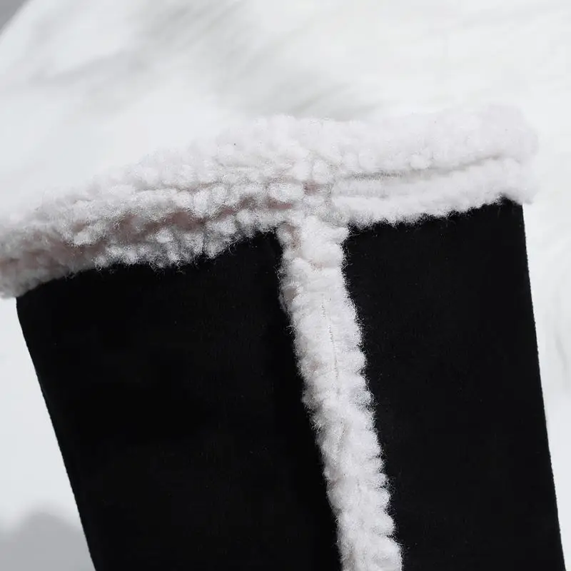 FITWEE New Winter Warm Knee High Boots For Women Side Zipper Flats Shoes Leisure Outdoor Fur Women Footwear Size 34-43