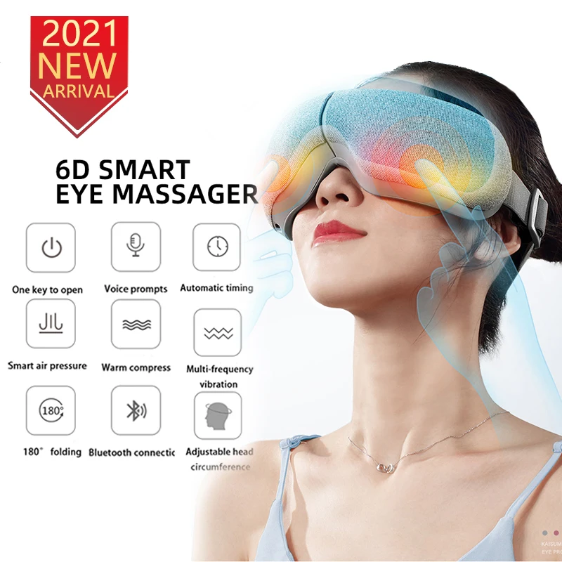 Smart Electric Eye Massager Bluetooth Airbag Vibration 6D Wrinkle Facial Care Massage Instruments Heat | Красота и здоровье