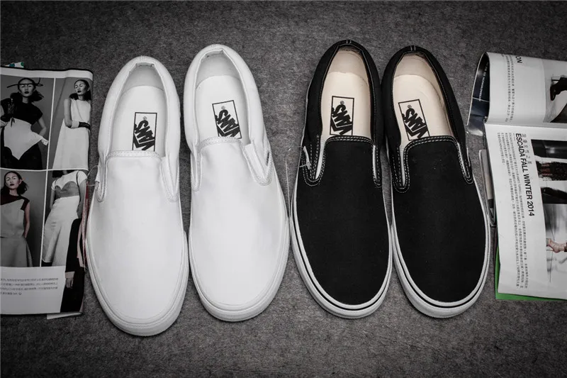 Классические Кроссовки VANS OFF THE WALL без шнуровки высококачественные черные/белые