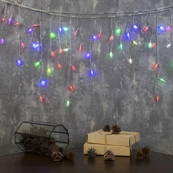 

Garland "Fringe" 1.8 х 0.5 m with attachments "Snowflakes", IP20, transparent thread, 48 LED, RG / RB glow, blinking, 220 V