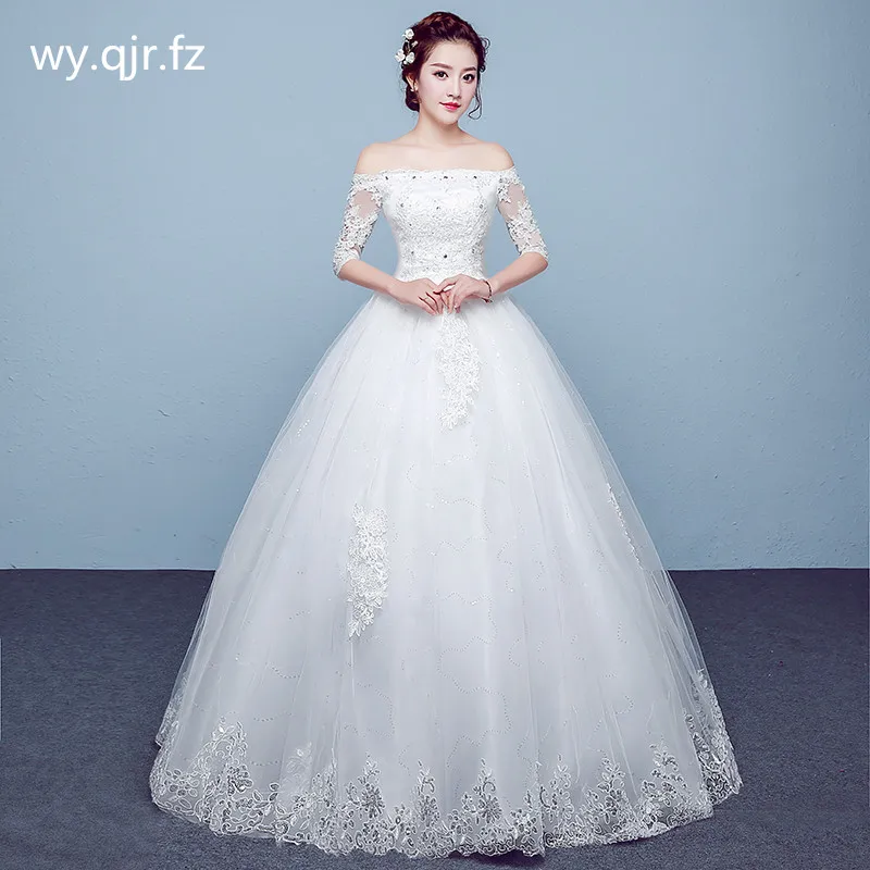 

PRXD-7012#Wedding Dress Wholesale Lace Up Embroidery Bride Marriage Dresses White Ball Gown Christmas Carnival Boat Neck Girls