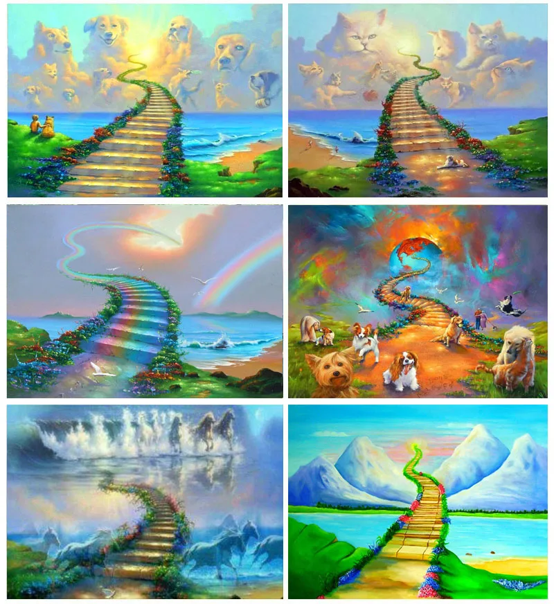 Мультяшный мост Радуга Сделай Сам 5D алмазная живопись полное сверло круглая