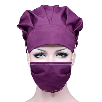 

Doctor Work Hat+Mask Set Man Women Surgical Caps Unisex Hospital Doctor Nurse Scrub Surgery Caps Nurse Surgical Hats and Masks