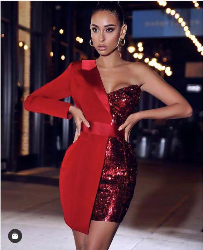 silver tuxedo dress