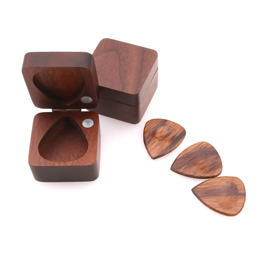 

Wooden Guitar Pick Plectrum Storage Box for Picks Hold Case Care Tool Guitarra Picks Gift Guitar Accessories