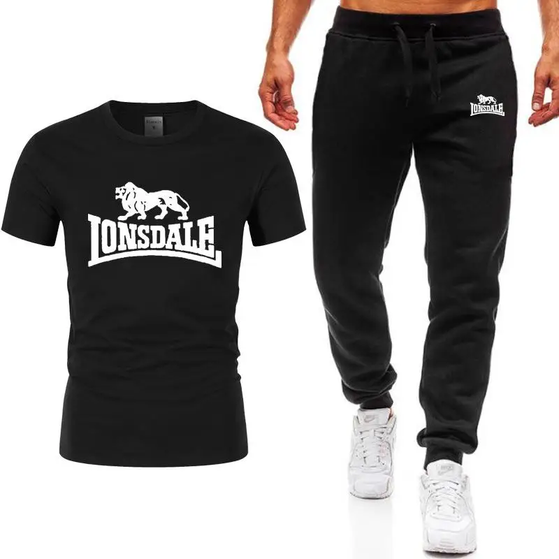 Комплект из футболки и штанов Lonsdale мужской повседневный спортивный костюм в
