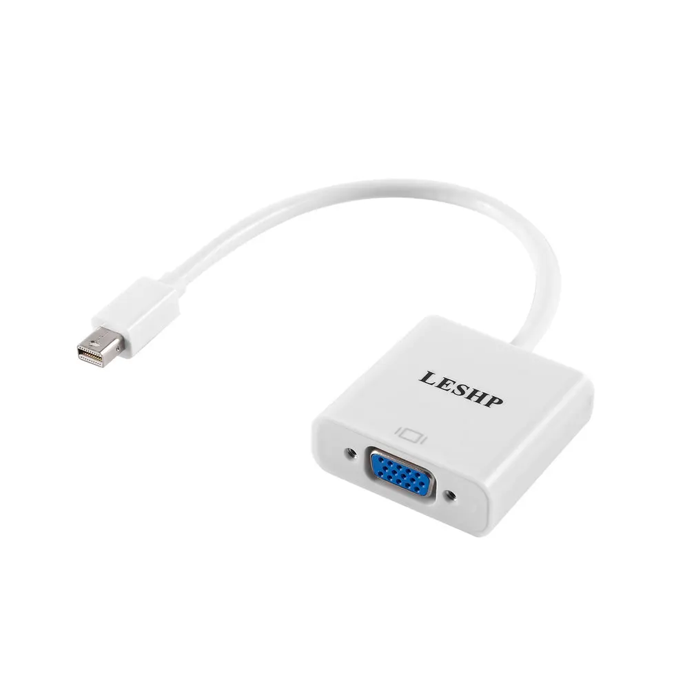 LESHP 1080P Mini Display Port to VGA Male to Female Video Adapter Converter White For VGA Monitors Projectors and TVs
