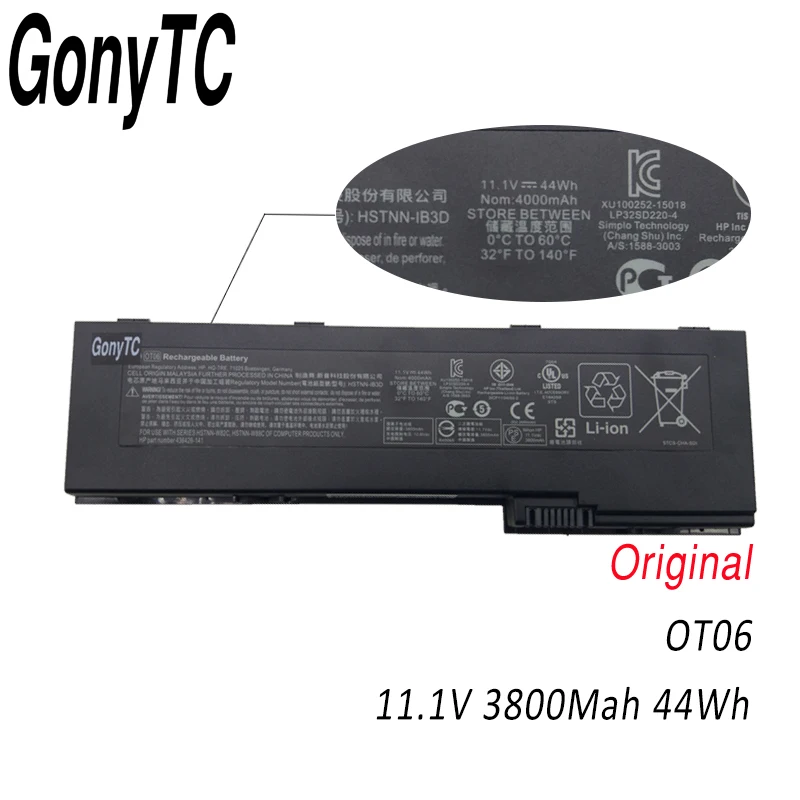 GONYTC OT06 11,1 В 44wh ноутбук Батарея для hp EliteBook 2710P 2730 2740P 2760 OT06 HSTNN-CB45 HSTNN-XB4X HSTNN-OB45 OT06XL