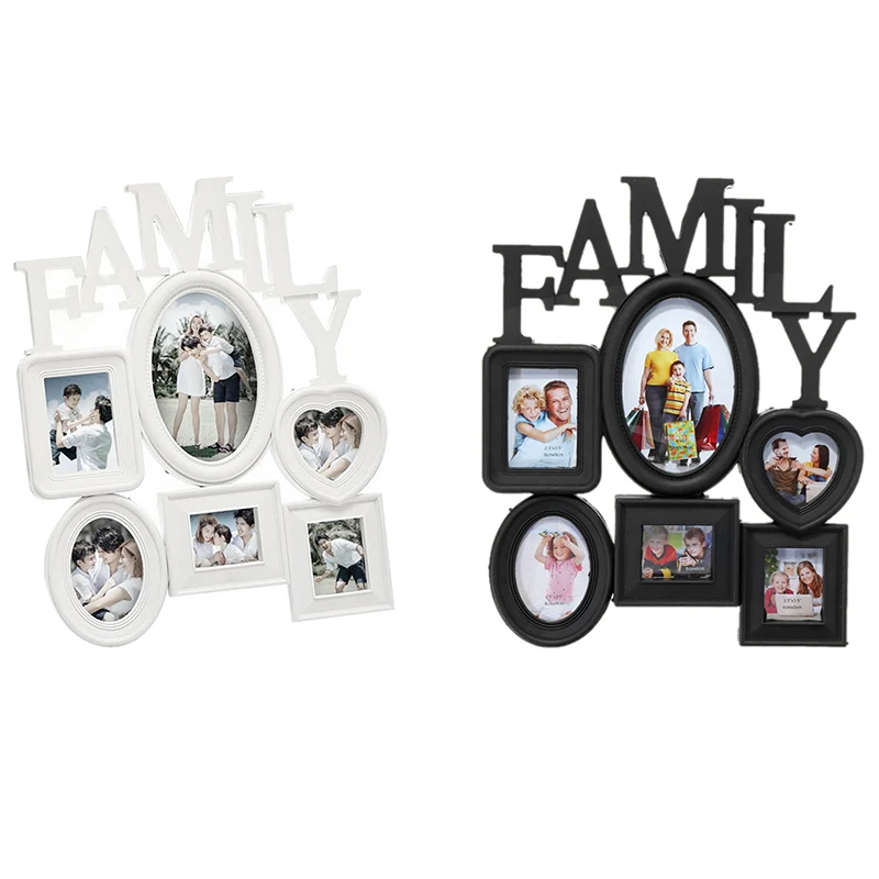 New-Family Photo Frame Wall Hanging 6 Multi-Sized Pictures Holder Display Home Decor Gift 30X37Cm Back Side with Pull Tabs