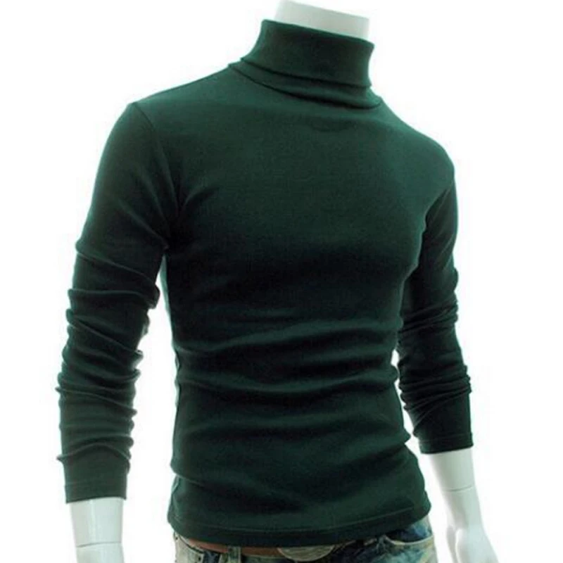 Новинка, осенний свитер с высоким воротом, однотонный черный Мужской пуловер, повседневная спортивная одежда, мужская Трикотажная брендовая одежда в Корейском стиле