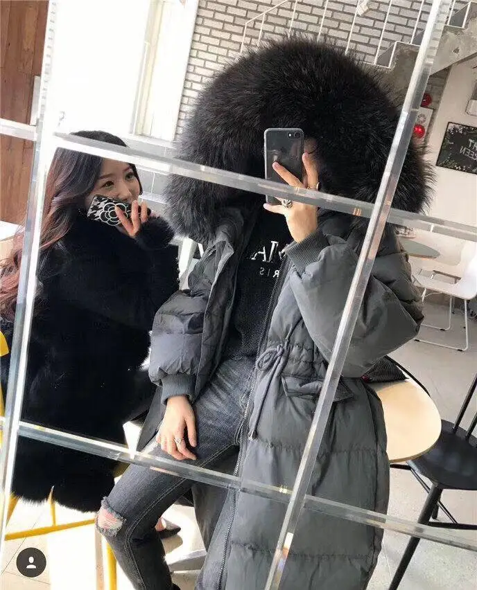 Южная Корея Dongdaemun Зимний стиль средней длины пуховик женское повседневное модное Свободное пальто