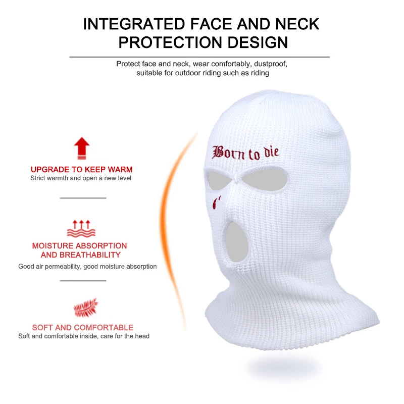 1Pc Embroidery Balaclava Face Mask Broken heart 3-Hole for Cold Weather Winter Ski Mask for Men and Women Thermal Cycling Mask beanie skully hat