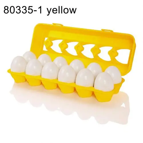 803351 yellow 12 шт. Детские соответствующие имитирующие яйца игрушки формы цвета количество сортировщик Обучающие Детские игрушки красочные - Цвет: 803351 yellow