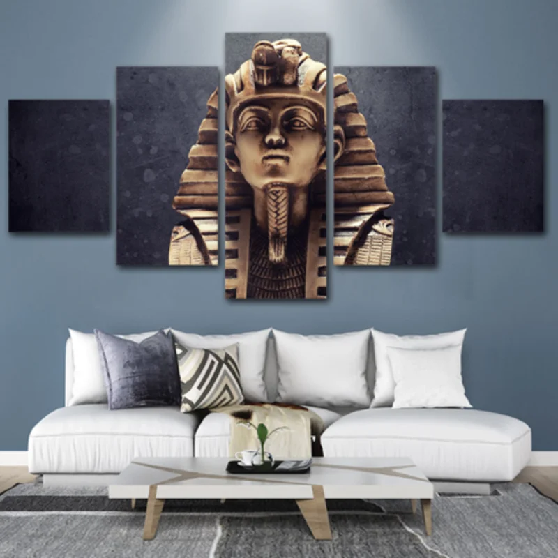 Egyptian Pharaoh Picture Poster 5 Pcs Modern Home Wall Decor Canvas Picture Art HD Print Painting On Canvas for Living Room (1)