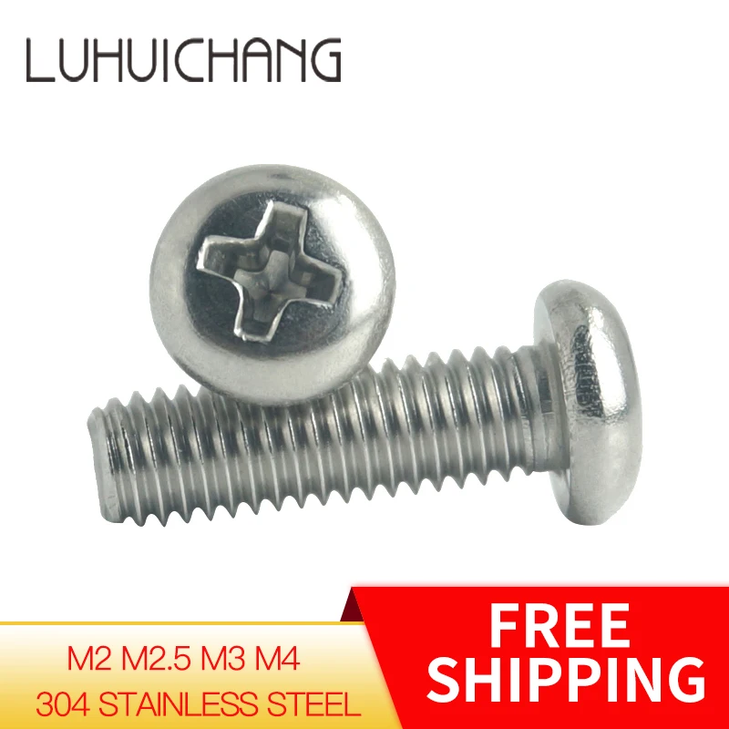 

LUCHANG M2 M2.5 M3 M4 304 Stainless Steel Cross Phillips Recessed Round Head PM Machine micro Screw Metric Socket Button Bolt