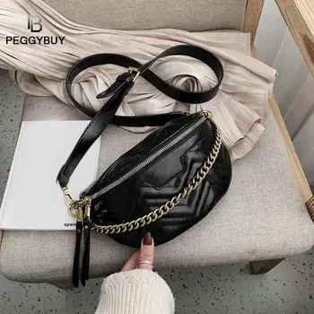 

Fanny Chest Bag Ladies Retro PU Leather Zipper Waist Packs Street Crossbody Pack Women Chain Adjustable Belt Messenger Bags