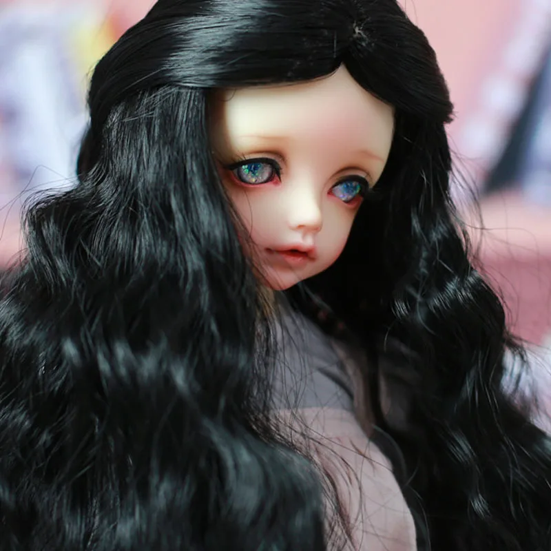 Специальная цена 1/3 Bjd sd парик длинные волнистые волосы высокая температура провода BJD парик для куклы BJD - Цвет: black
