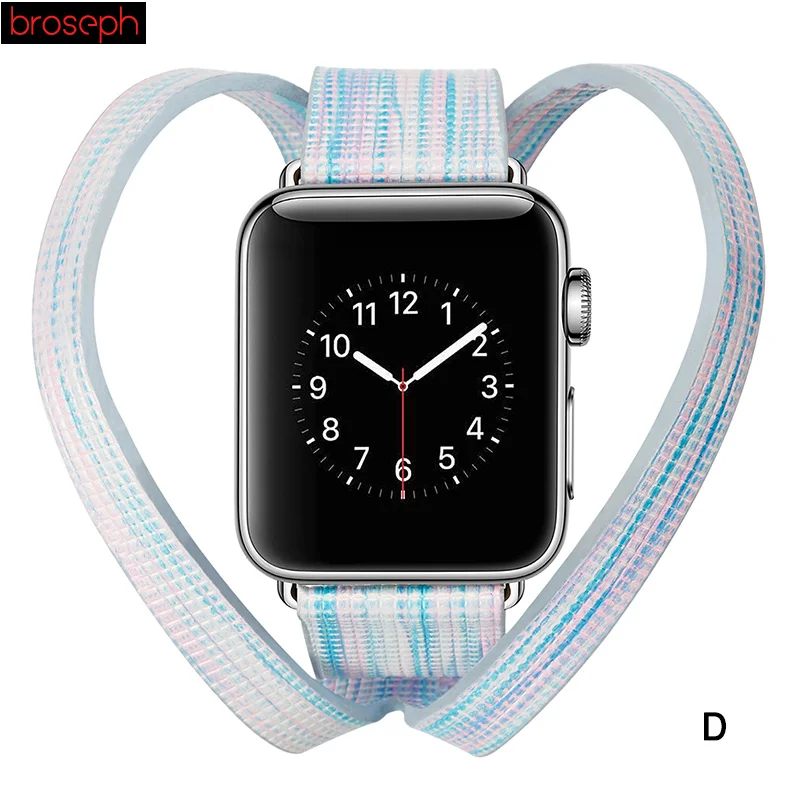 D Красочные кожаные ремешки для Apple Watch Series 3 2 1 два круга ремешки для часов наручные браслеты для Iwatch 38 мм 42 мм - Цвет ремешка: D