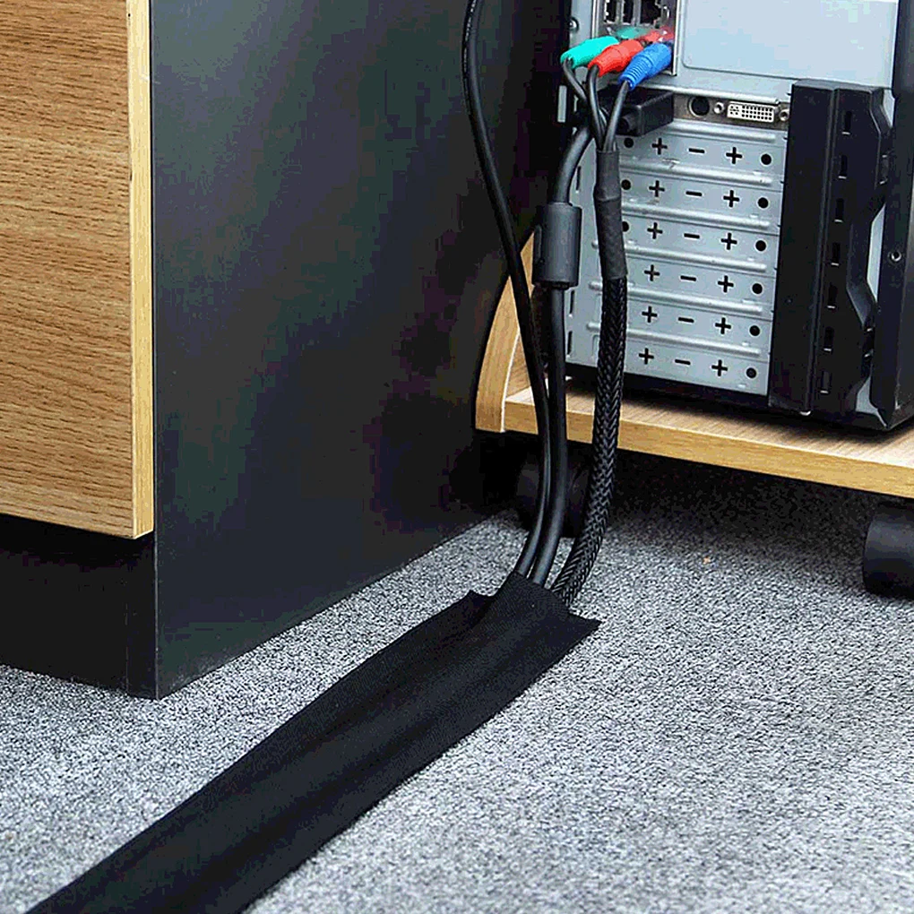 1/3 Meters Cable Cover Nylon Sticky Wire Protector Floor Blanket Reusable Management Cord Tube For Floor Carpet Trunk Desk cable organizer