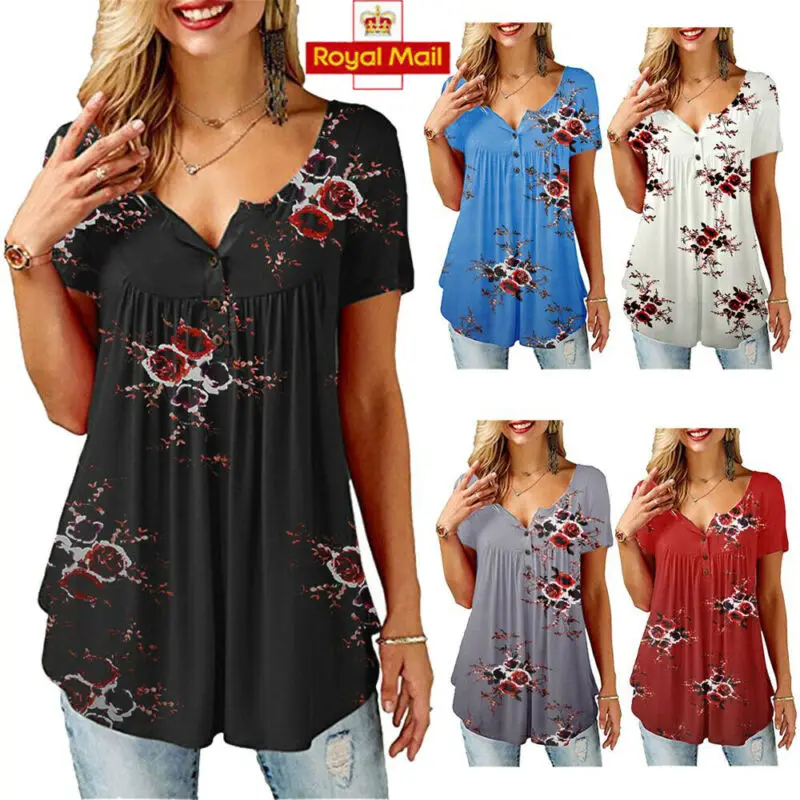Sexy de mujer de moda de verano Casual Floral Tops de señora blusa suelto holgado estira túnica camisa mujer camisa nueva