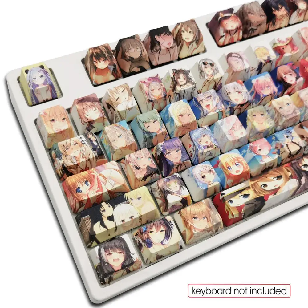 

108 keys/set PBT 5 sides Dye Sublimation keycaps OEM profile for MX switches mechanical keyboard comics and animation key caps