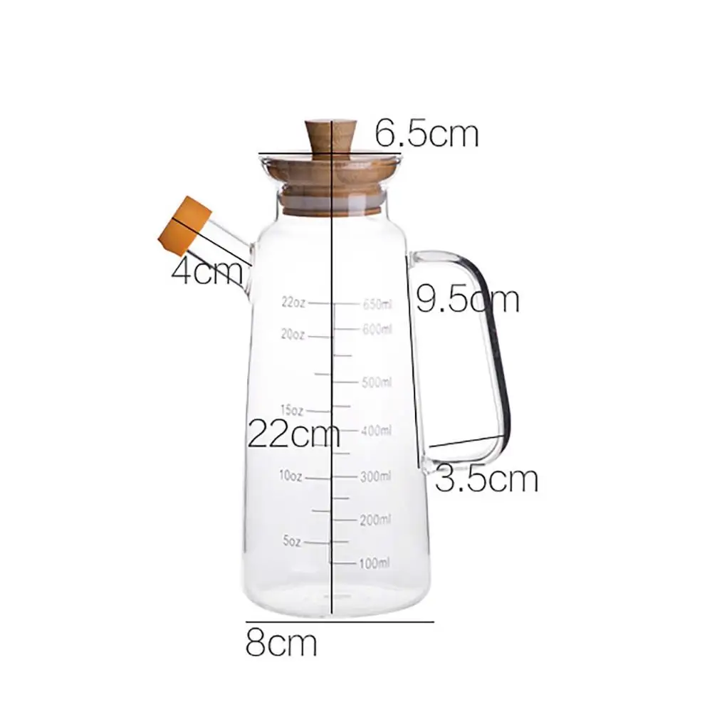 650ML Glass Olive Oil Cans Vinegar Container Kitchen Soy Sauce Bottle Fashion Glass Vinegar Storage Bottle With Bamboo Lid