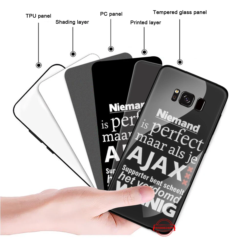 Ajax команда Стекло чехол для samsung S7 край S8 S9 S10 плюс A10 A20 A30 A40 A50 A60 A70Note на возраст 8, 9, 10