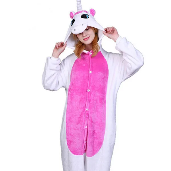 Кигуруми золотые крылья Единорог Пижама-комбинезон licorne Animal unicornio Длинные рукава с капюшоном Комбинезоны для взрослых фланелевая теплая одежда для сна - Цвет: 3