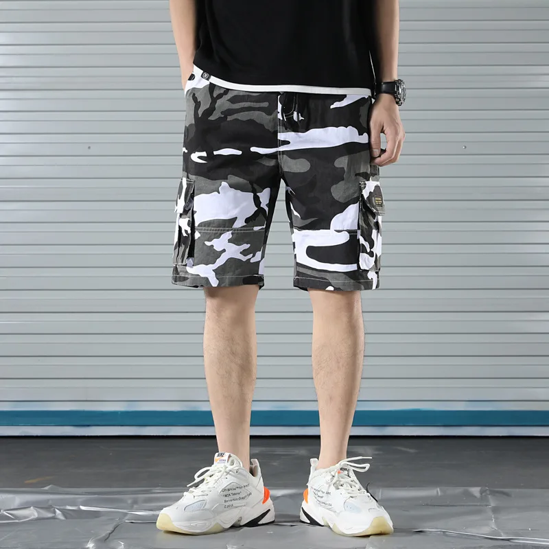 Камуфляжные мужские шорты, милые летние популярные повседневные свободные военные Короткие штаны размера плюс 29-55 57 59
