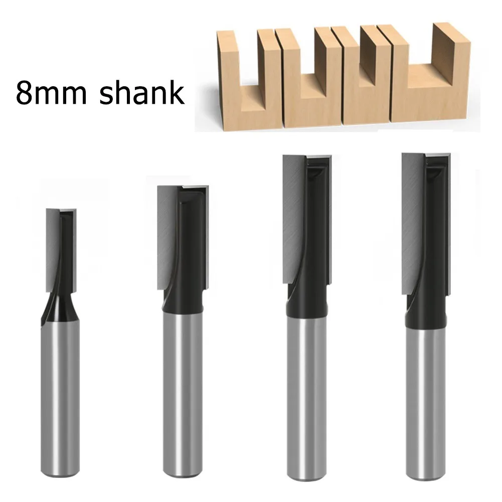1/4" 8MM Shank Long Cleaning Cutter Wood Double edged Router Bit Grooving Cutter For Wood