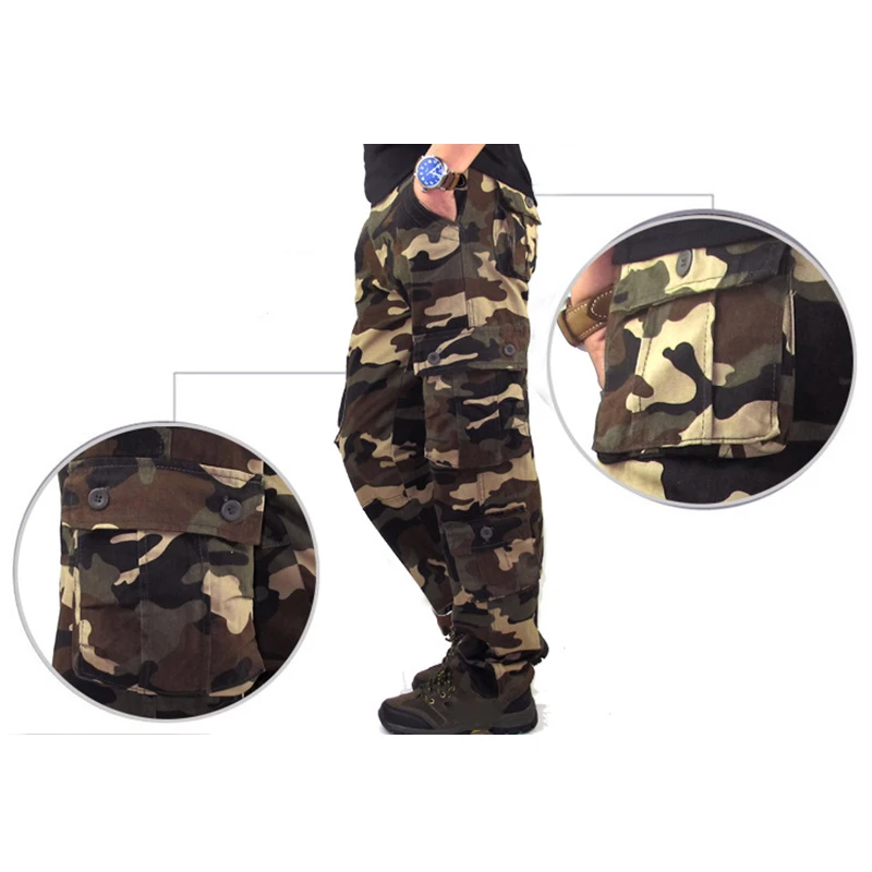 Men Pants Trousers Camouflage Combat Cargo Forces Work Army Military Pockets Water Repellent Ripstop Men's Spring Autumn