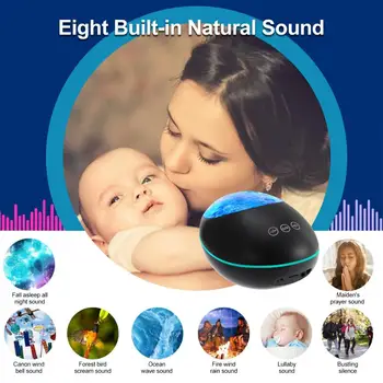 

Night Lamp Starry LED Star Projector Night Light Ocean Lucky Stone Ocean Wave Projector, 12 LED 8 Colors Changing Remote