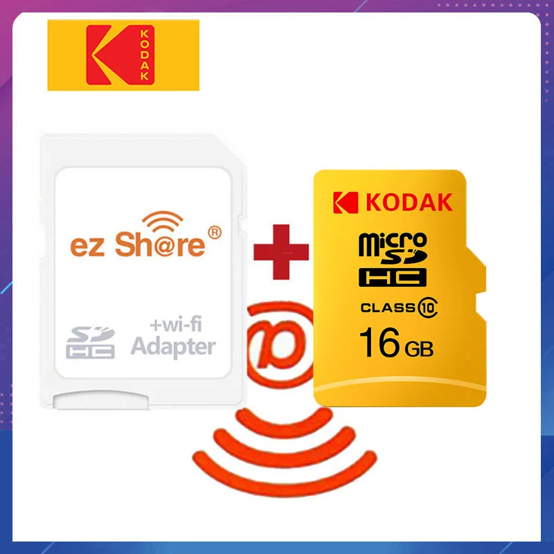 Ez share беспроводной wifi адаптер+ Kodak U1 Micro SD карта 16 32 64 128 Гб класс 10 microsd wifi Беспроводная TF карта памяти - Емкость: U1-16GB-EZ