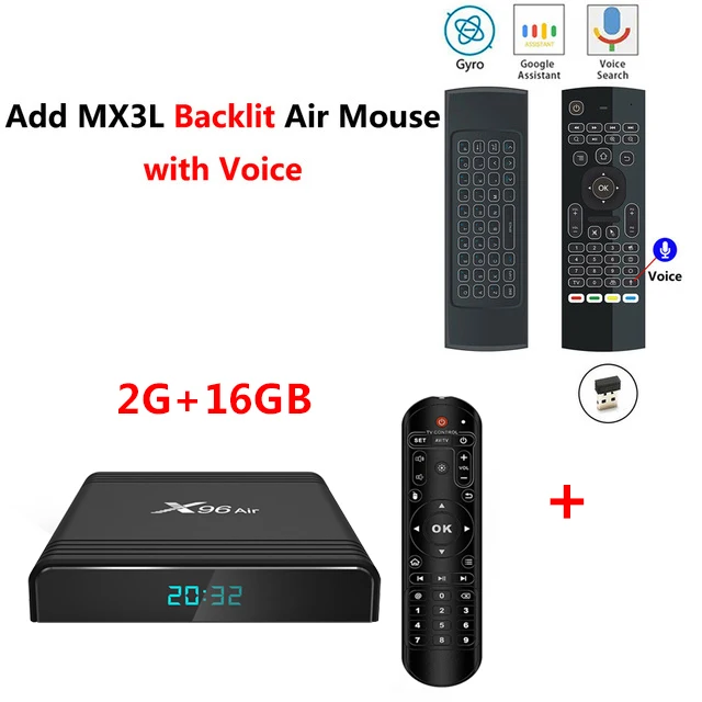 2GB16GB add mx3l mic X96 Air Amlogic S905X3 Android 9,0 Smart Tv Box 4 Гб 64 Гб 2,4G 5G Wifi BT4.1 телеприставка 1080P 4K Netflix медиаплеер - Цвет: 2GB16GB add mx3l mic