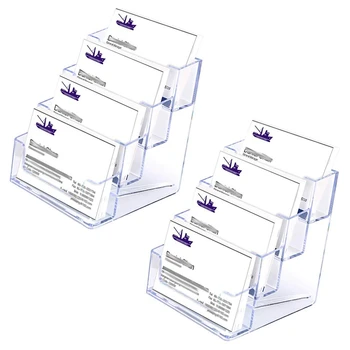 

2Pcs Plastic Business Card Holder Stand Clear Desktop Countertop Index Card Filing Display