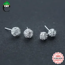 ElfoPlataSi S925 шерсть серьга-шарик для Леди Девушки Женщины Madam 925 Твердые Настоящее серебро 925 пробы ювелирные изделия оптом XY1147
