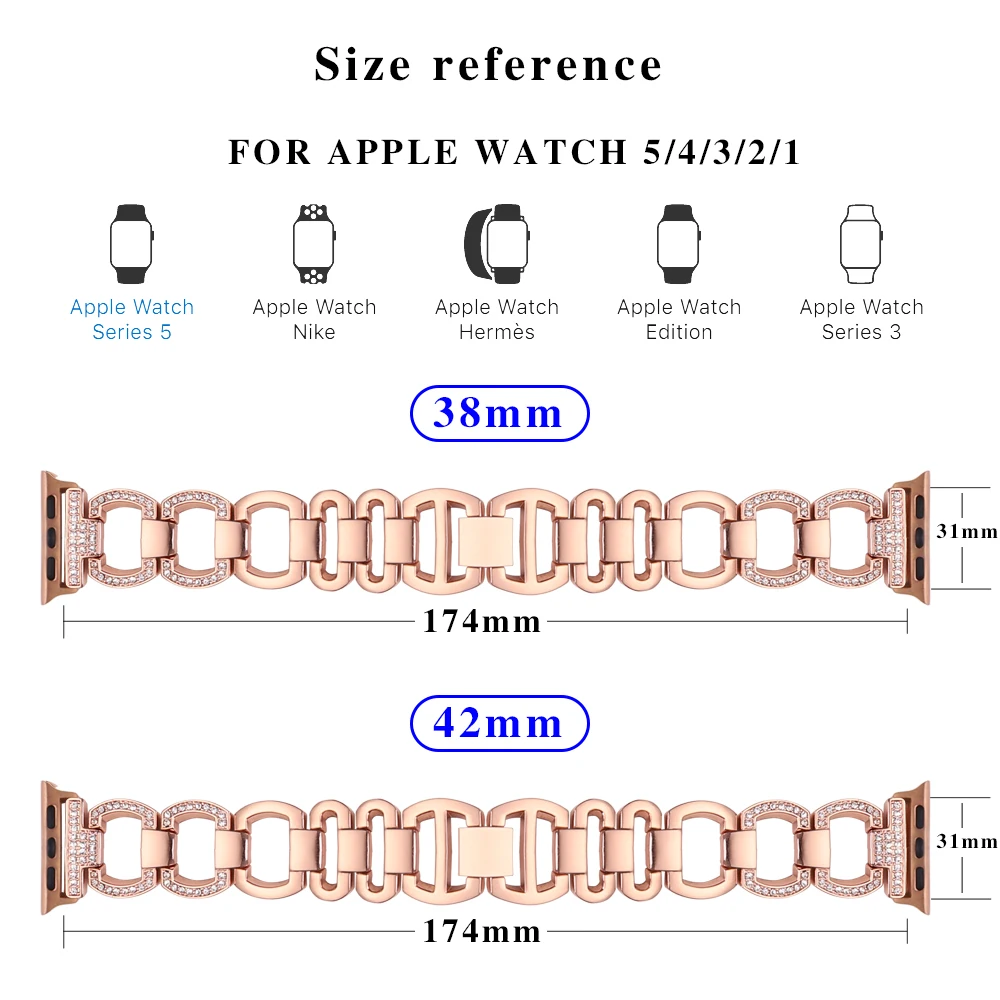 Бриллиантовый ремешок для apple watch series 5 4 3 2 1 браслет для женщин из нержавеющей стали iwatch ремешок 42 мм 38 мм 40 мм 44 мм аксессуары