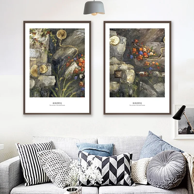 

Abstract Nordic Oil Painting Corner Wildflowers Modern Art Canvas Painting Painting Poster Home Decor Living Room Bedroom Home